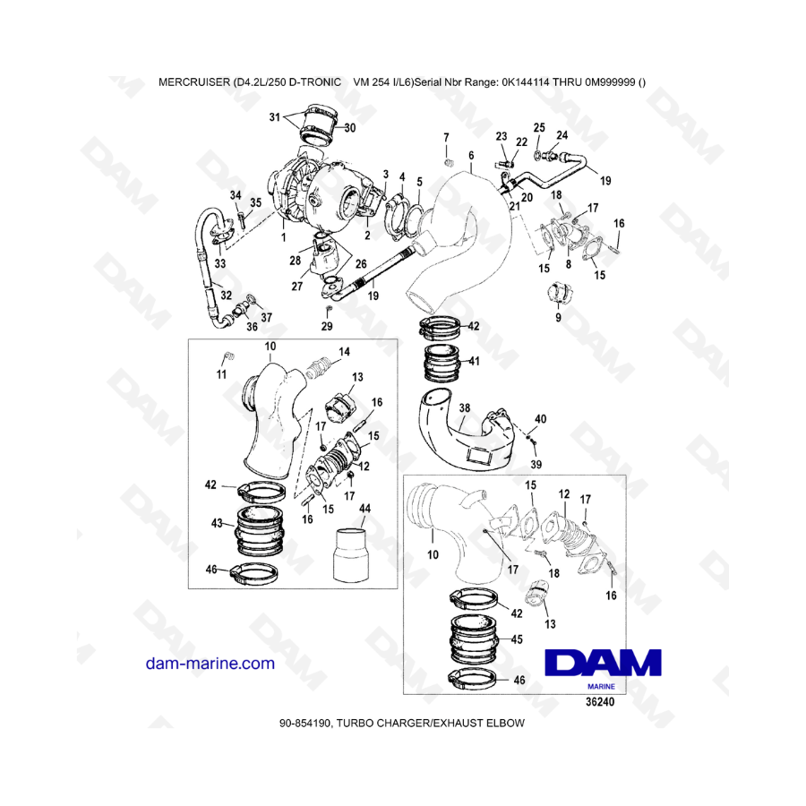 Mercruiser D4.2L 250 D-TRONIC - TURBO CHARGER/EXHAUST ELBOW