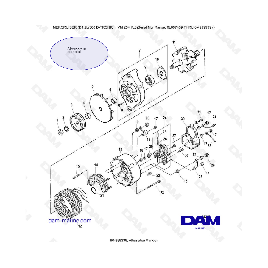 Mercruiser D4.2L 300 D-TRONIC - Alternator(Mando)
