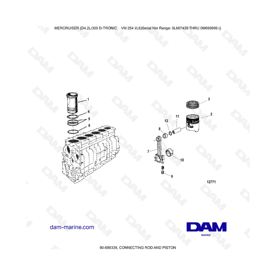 Mercruiser D4.2L 300 D-TRONIC - CONNECTING ROD AND PISTON