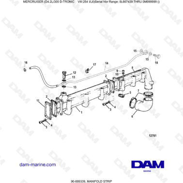 Mercruiser D4.2L 300 D-TRONIC - MANIFOLD STRIP
