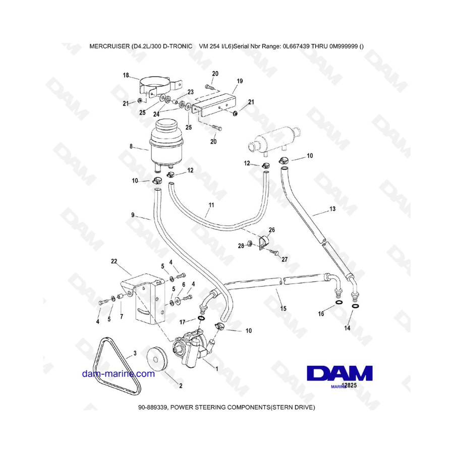 Mercruiser D4.2L 300 D-TRONIC - COMPONENTES DE DIRECCIÓN ASISTIDA (TRANSMISIÓN DE COLA)