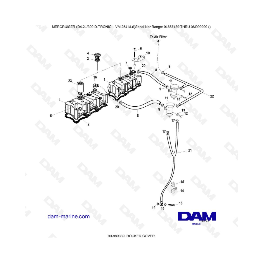 Mercruiser D4.2L 300 D-TRONIC - ROCKER COVER