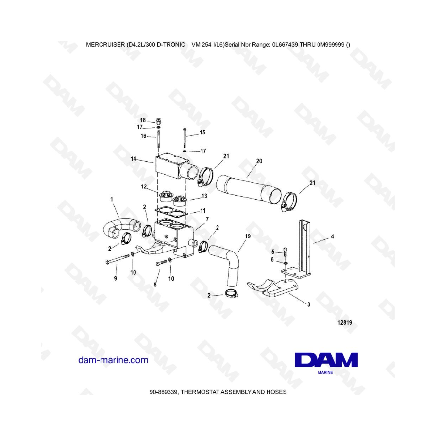Mercruiser D4.2L 300 D-TRONIC - CONJUNTO DE TERMOSTATO Y MANGUERAS
