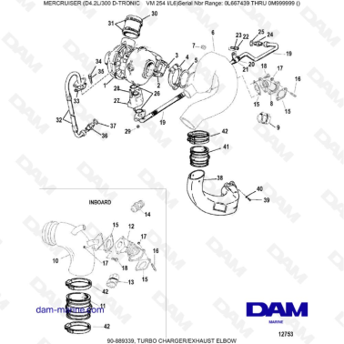 Mercruiser D4.2L 300 D-TRONIC - TURBO CHARGER/EXHAUST ELBOW