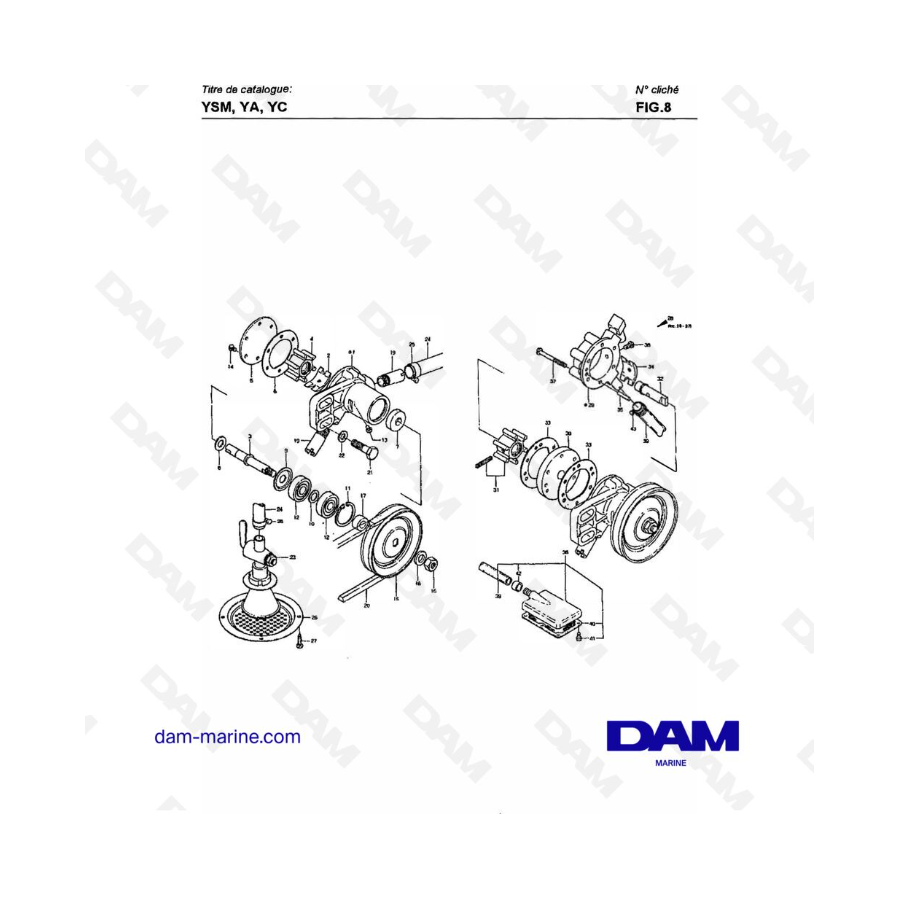 Yanmar YSM8 / YSM12 - BOMBA DE AGUA DE REFRIGERACIÓN, BOMBA DE ACHIQUE Y LLAVE KINGSTON
