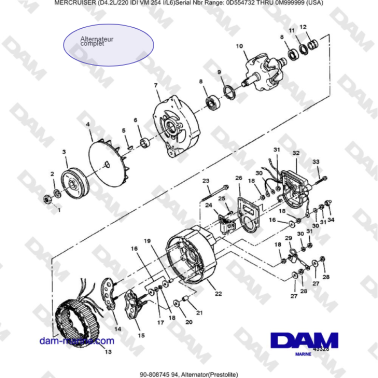 Mercruiser 4.2L 220 IDI - Alternator(Prestolite)