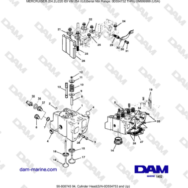 Mercruiser 4.2L 220 IDI - Cylinder Head(S/N-0D554753 and Up)
