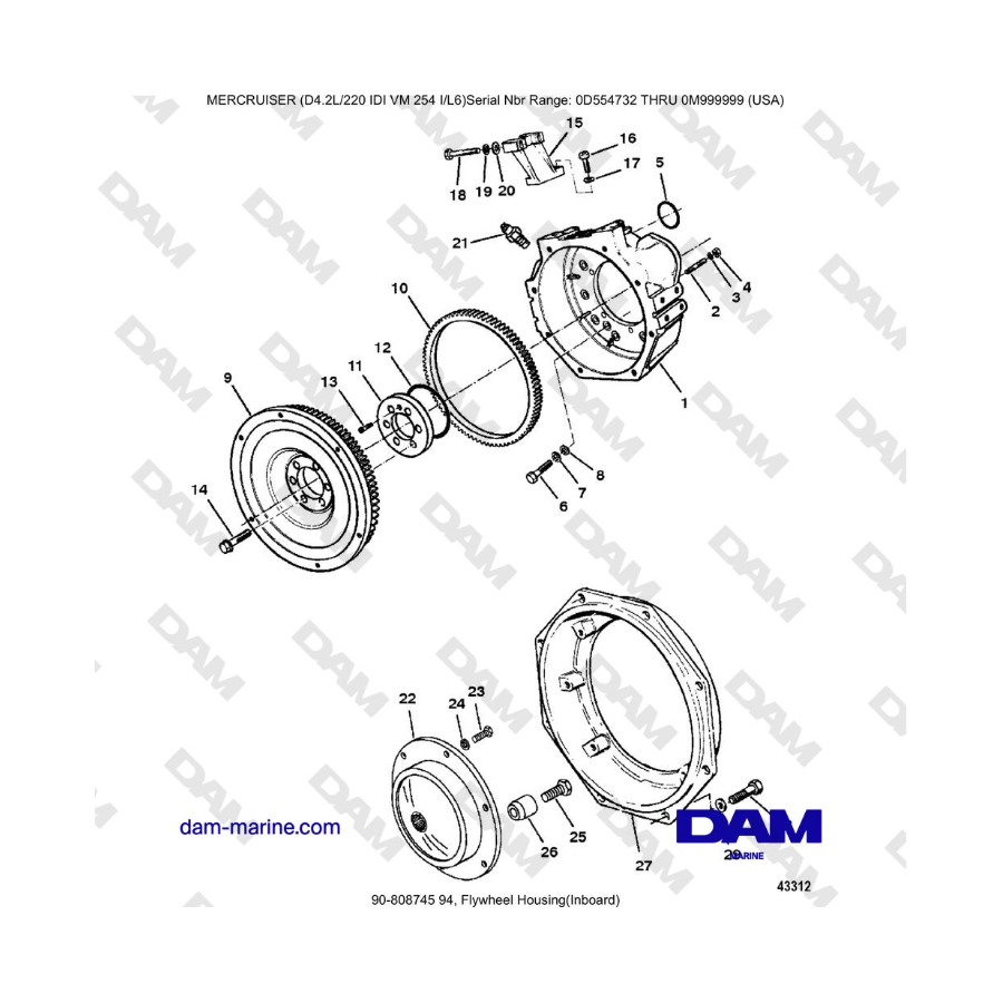 Mercruiser 4.2L 220 IDI - Flywheel Housing(Inboard)