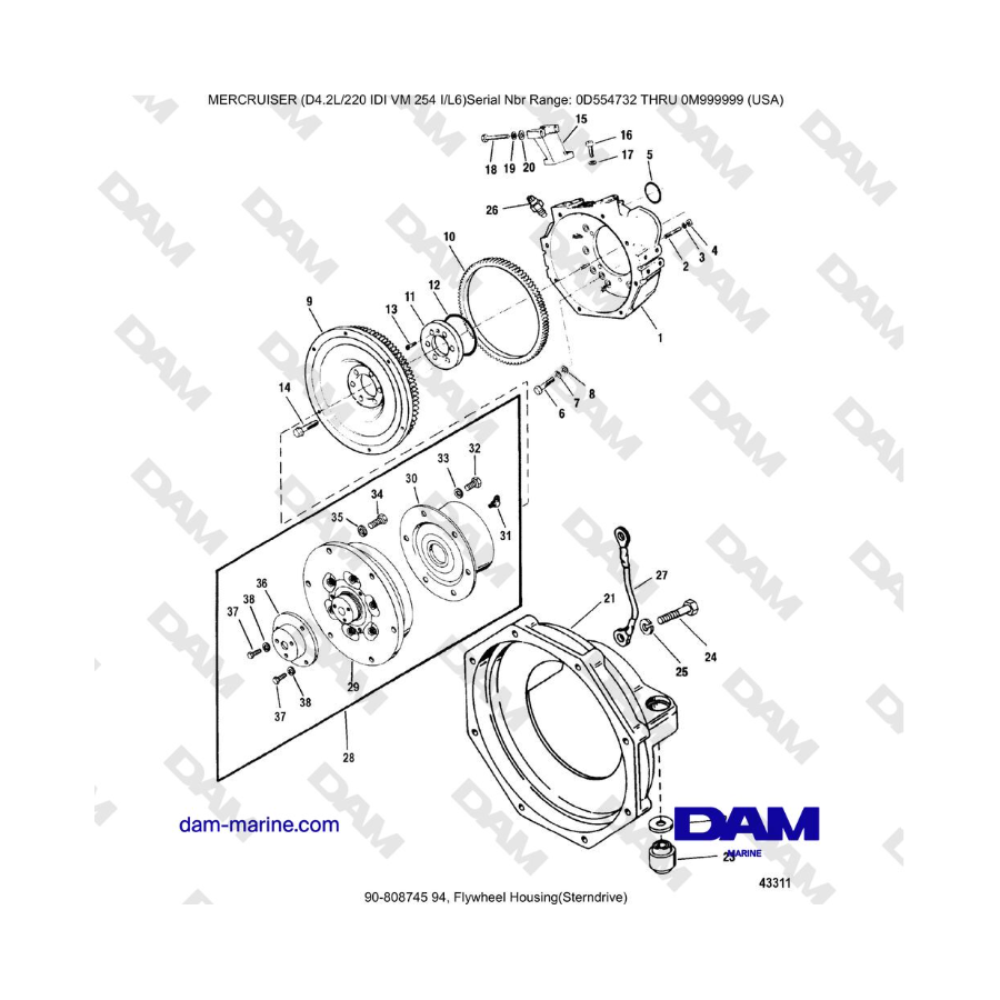 Mercruiser 4.2L 220 IDI - Carcasa del volante (fuerafueraborda)