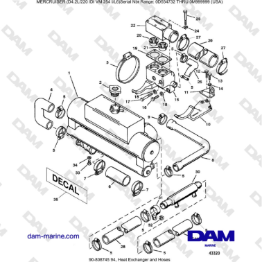 Mercruiser 4.2L 220 IDI - Heat Exchanger and Hoses