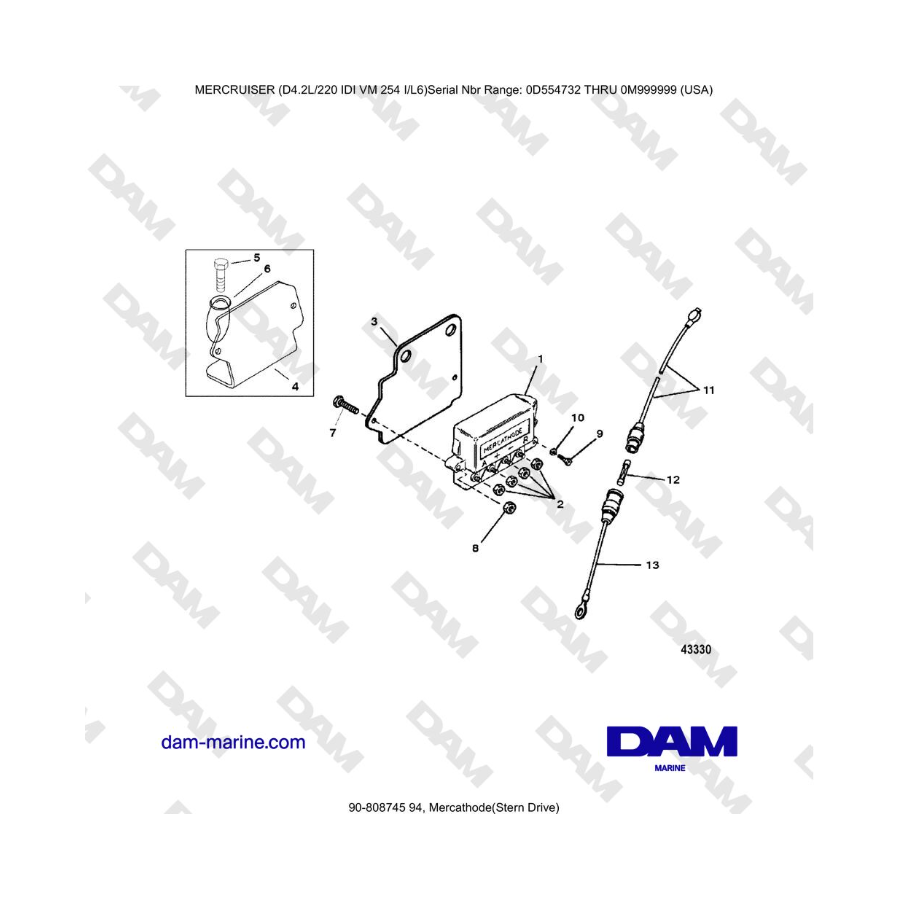 Mercruiser 4.2L 220 IDI - Mercathode (impulsión de popa)