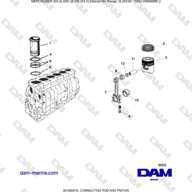 Mercruiser 4.2L 200 LD - CONNECTING ROD AND PISTON