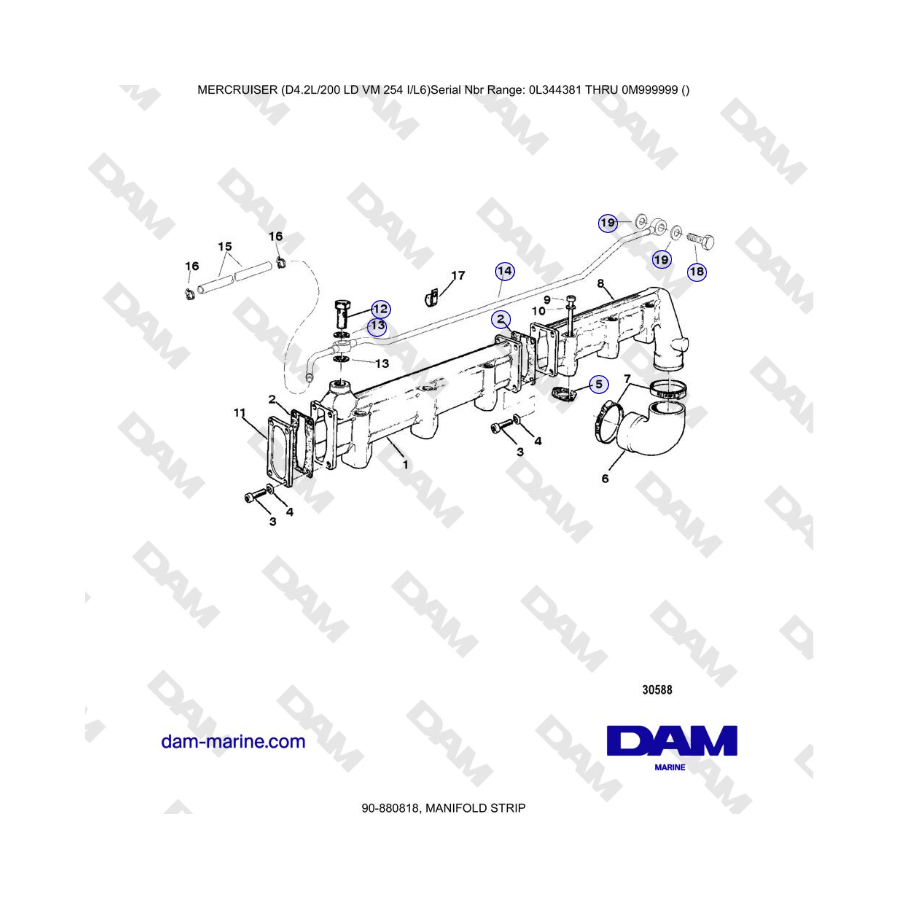 Mercruiser 4.2L 200 LD - TIRA DEL COLECTOR