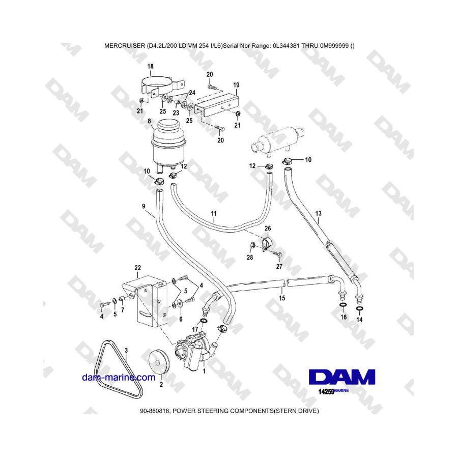 Mercruiser 4.2L 200 LD - POWER STEERING COMPONENTS(STERN DRIVE)