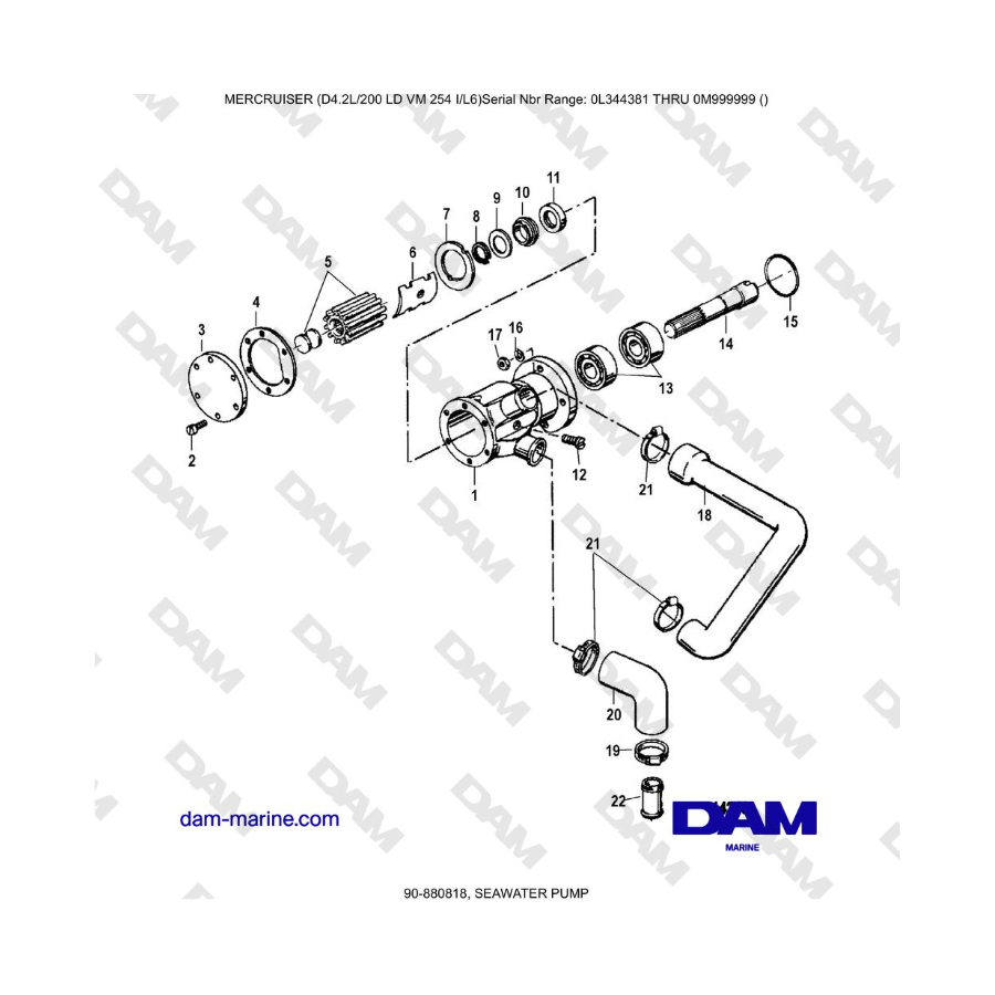 Mercruiser 4.2L 200 LD - BOMBA DE AGUA DE MAR
