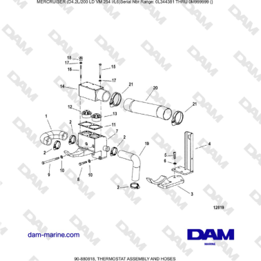 Mercruiser 4.2L 200 LD - THERMOSTAT ASSEMBLY AND HOSES