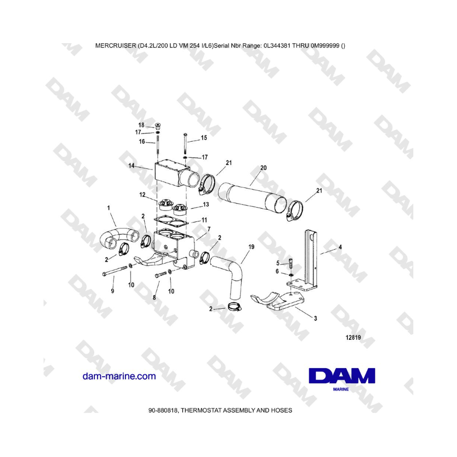 Mercruiser 4.2L 200 LD - CONJUNTO DE TERMOSTATO Y MANGUERAS