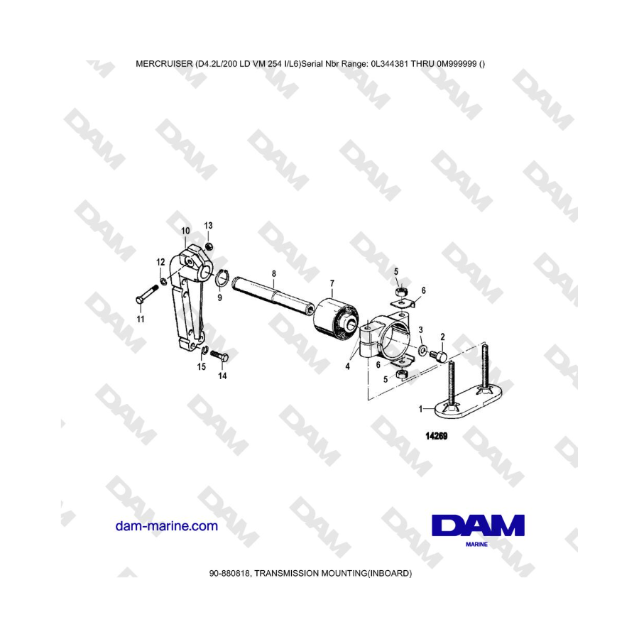 Mercruiser 4.2L 200 LD - MONTAJE DE LA TRANSMISIÓN (INTRABORDA)
