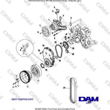 Mercruiser 5.7L MPI MIE - Front Cover and Circulating Pump
