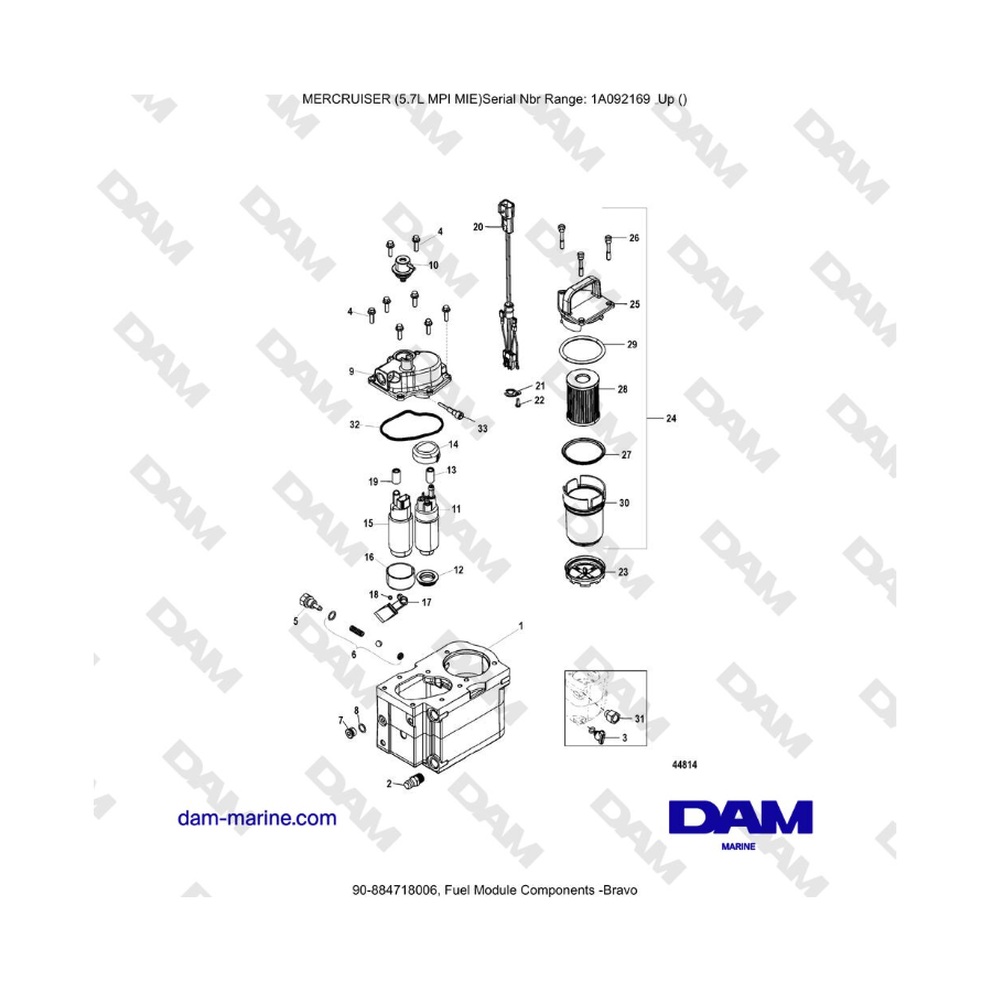 Mercruiser 5.7L MPI MIE - Fuel Module Components -Bravo
