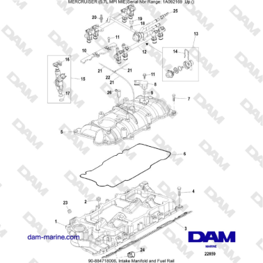 Mercruiser 5.7L MPI MIE -Intake Manifold and Fuel Rail