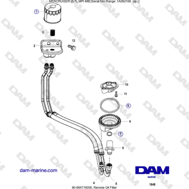 Mercruiser 5.7L MPI MIE - Remote oil filter
