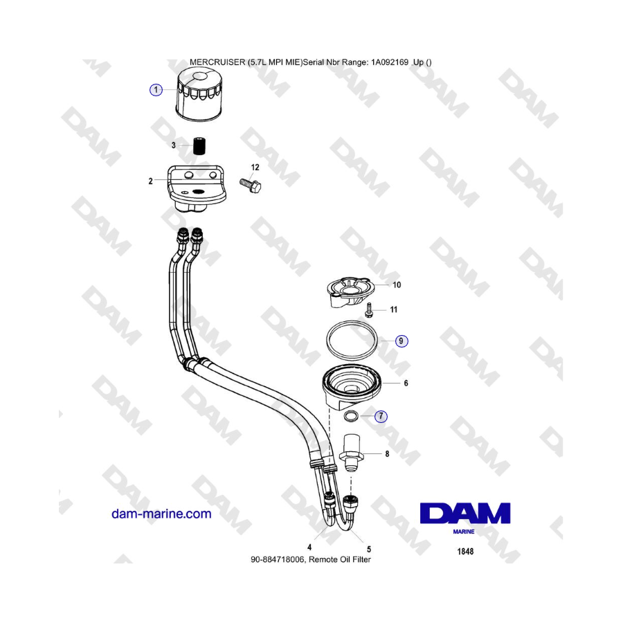 Mercruiser 5.7L MPI MIE - Remote oil filter