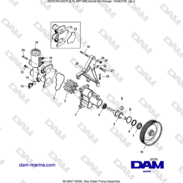 Mercruiser 5.7L MPI MIE - Sea Water Pump Assembly