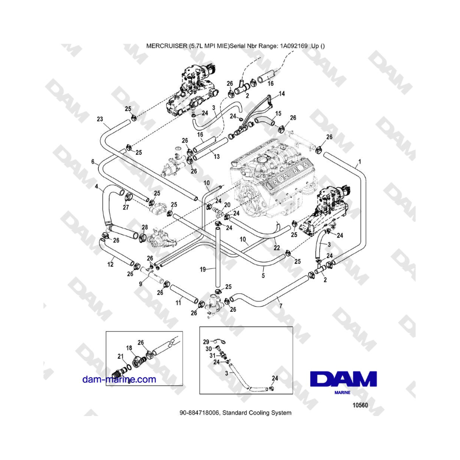 Mercruiser 5.7L MPI MIE - Standard Cooling System