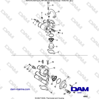 Mercruiser 5.7L MPI MIE - Thermostat and Housing