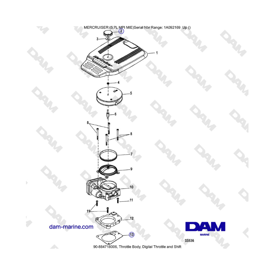 Mercruiser 5.7L MPI MIE - Throttle Body, Digital Throttle and Shift Mercruiser 5.7L MPI MIE - Throttle Body, Digital Throttle and Shift
