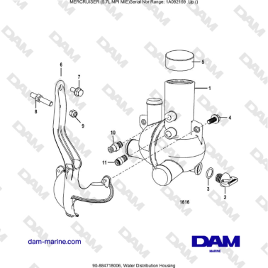 Mercruiser 5.7L MPI MIE - Water Distribution Housing