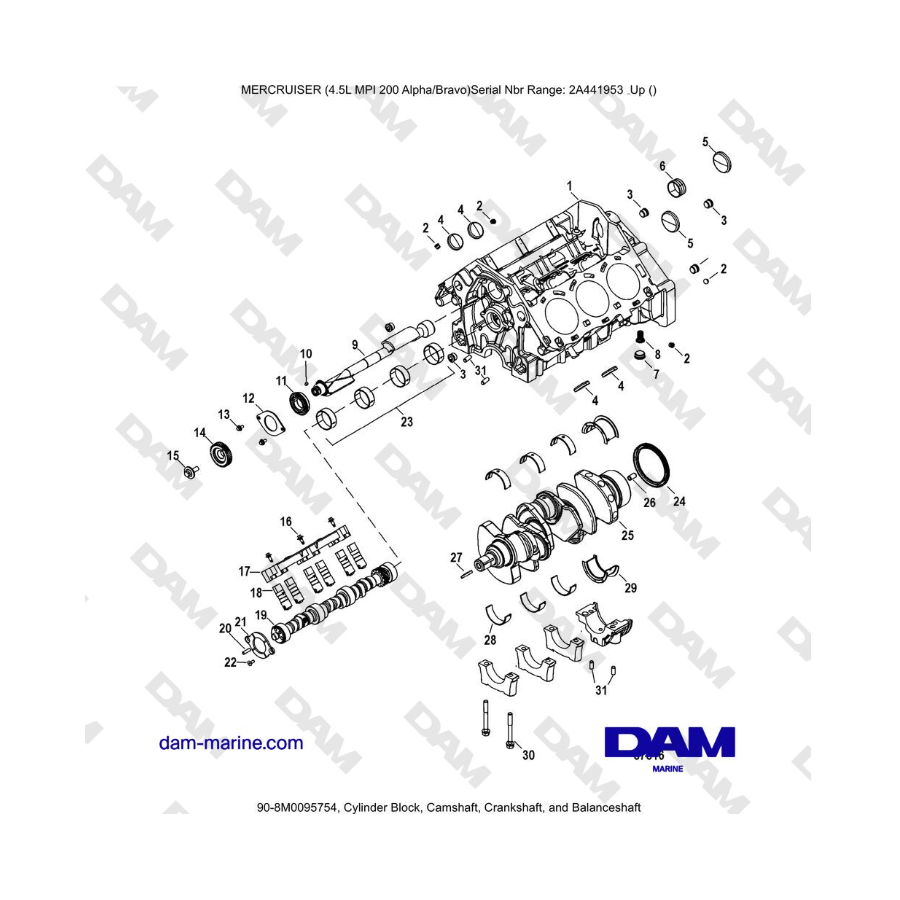 Mercruiser 4.5L MPI - Cylinder Block, Camshaft, Crankshaft, and Balanceshaft Mercruiser 4.5L MPI - Cylinder Block, Camshaft, Crankshaft, and Balanceshaft