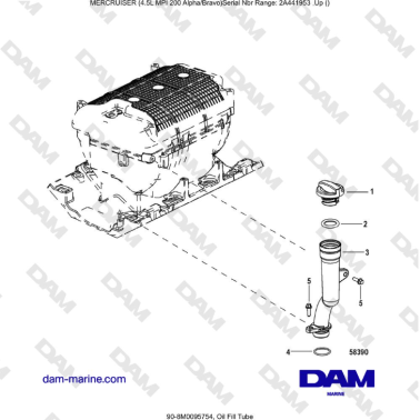 Mercruiser 4.5L MPI - Oil Fill Tube