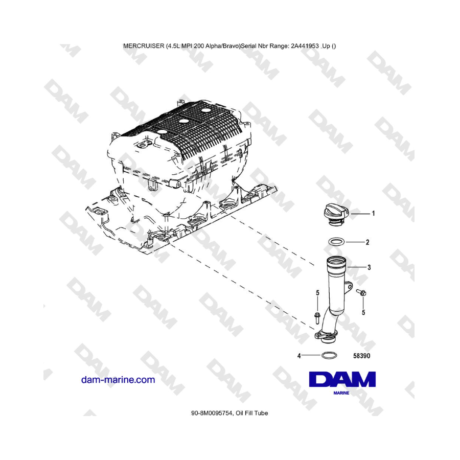 Mercruiser 4.5L MPI - Oil Fill Tube