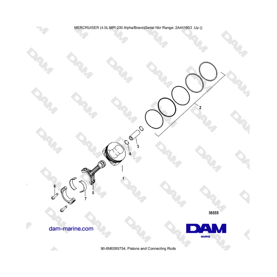 Mercruiser 4.5L MPI - Pistons and Connecting Rods Mercruiser 4.5L MPI - Pistons and Connecting Rods
