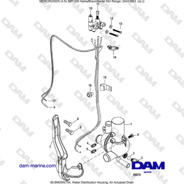 Mercruiser 4.5L MPI - Water Distribution Housing, Air Actuated Drain