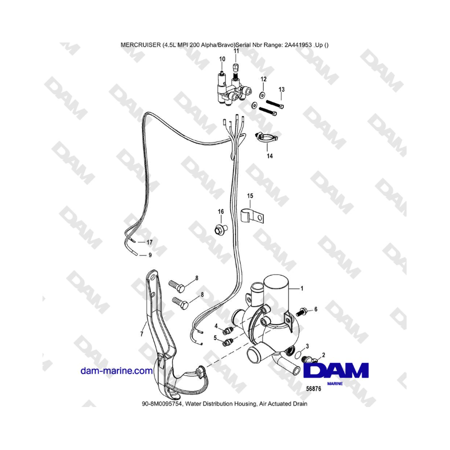 Mercruiser 4.5L MPI - Water Distribution Housing, Air Actuated Drain