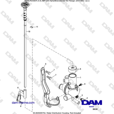 Mercruiser 4.5L MPI - Water Distribution Housing, Rod Actuated