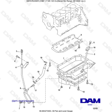 Mercruiser CMD 1.7L MS - Oil Pan and Level Gauge