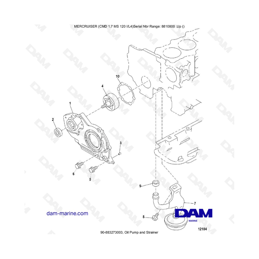 Mercruiser CMD 1.7L MS 120 - Oil Pump and Strainer