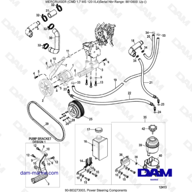 Mercruiser CMD 1.7L MS 120 - Power Steering Components