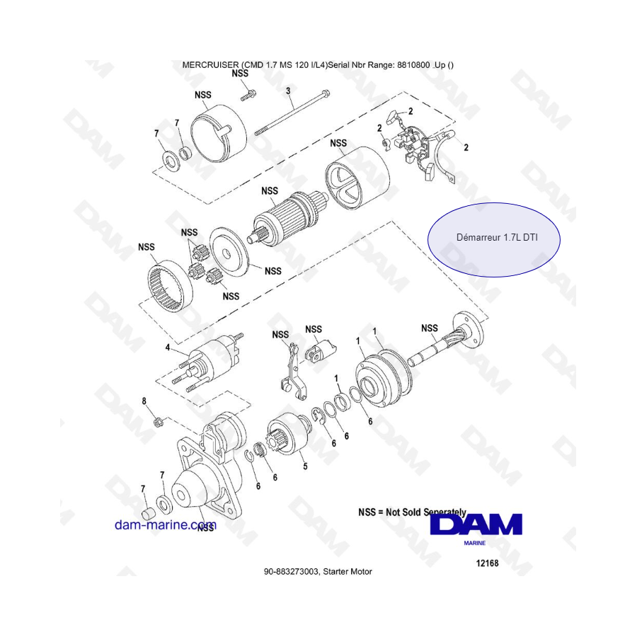Mercruiser CMD 1.7L MS 120 - Starter Motor