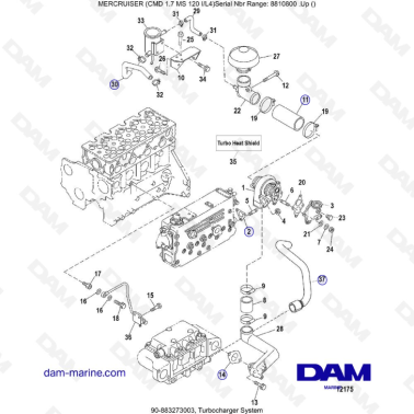 Mercruiser CMD 1.7L MS 120 - Turbocharger System