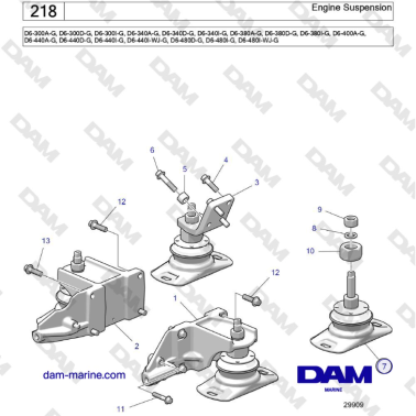 Volvo Penta D6-300 / D6-340 / D6-380 / D6-400 / D6-440 / D6-480 (G) - Engine Suspension