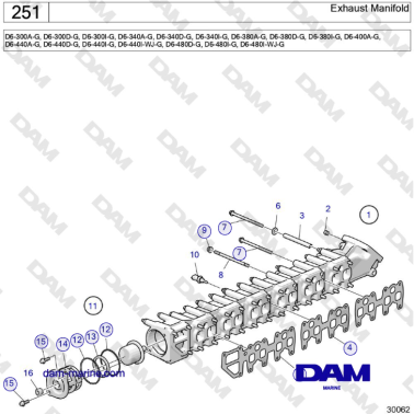 Volvo Penta D6-300 / D6-340 / D6-380 / D6-400 / D6-440 / D6-480 (G) - Exhaust Manifold