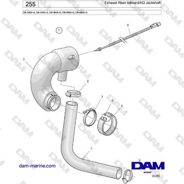 Volvo Penta D6-300 / D6-340 / D6-380 / D6-400 / D6-440 / D6-480 (G) - Exhaust Riser Inboard/AQ Jackshaft