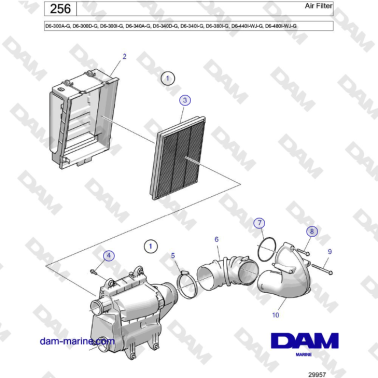 Volvo Penta D6-300 / D6-340 / D6-380 / D6-400 / D6-440 / D6-480 (G) - Air filter