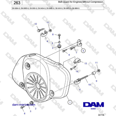 Volvo Penta D6-300 / D6-340 / D6-380 / D6-400 / D6-440 / D6-480 (G) - Belt Guard for Engines with Compressor