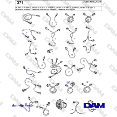 Volvo Penta D6-300 / D6-340 / D6-380 / D6-400 / D6-440 / D6-480 (G) - Cables for EVC 2.0